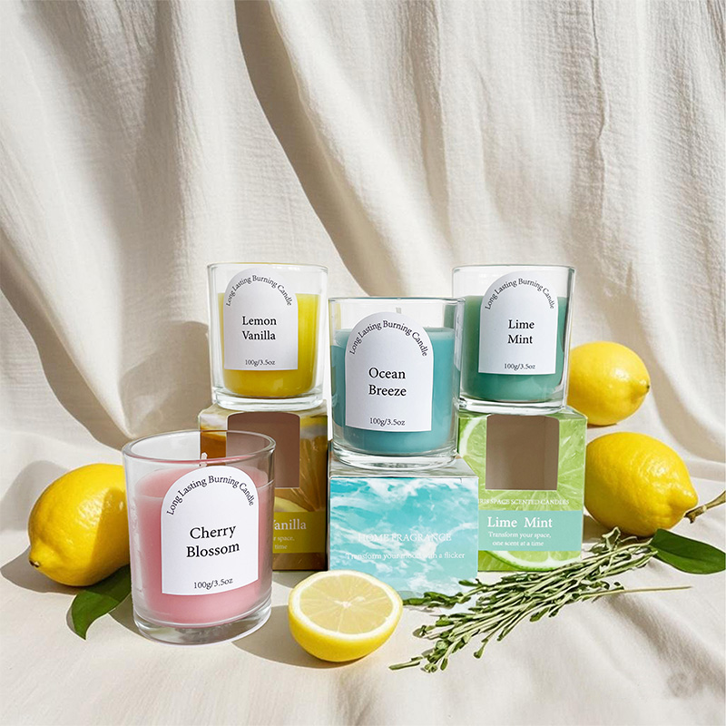 Bougie parfumée à la cire de soja naturelle avec arôme frais – Logo personnalisé disponible