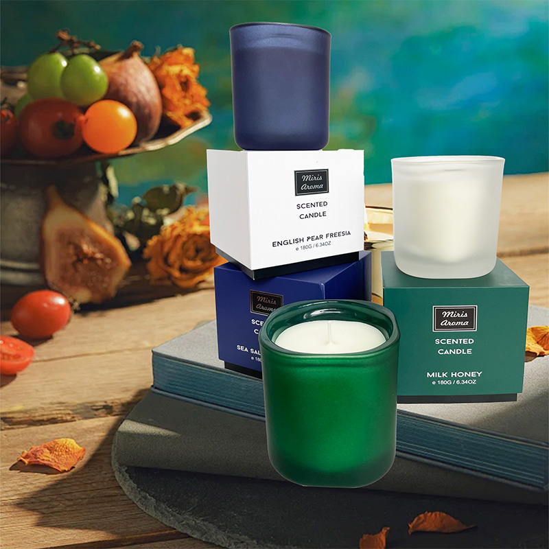 Coffret cadeau texturé Pot givré Bougie parfumée Logo personnalisé Mèche en coton