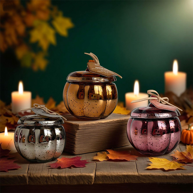 Bougie parfumée en forme de citrouille de récolte d'automne, cire de soja naturelle pure, logo personnalisé