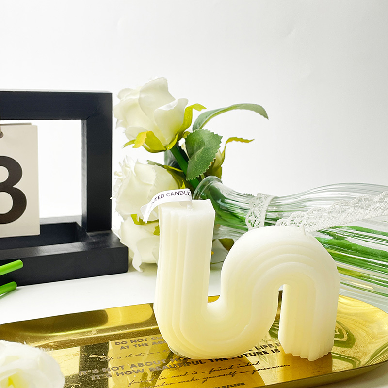 Bougie parfumée au pilier géométrique blanc rétro Art en cire de soja