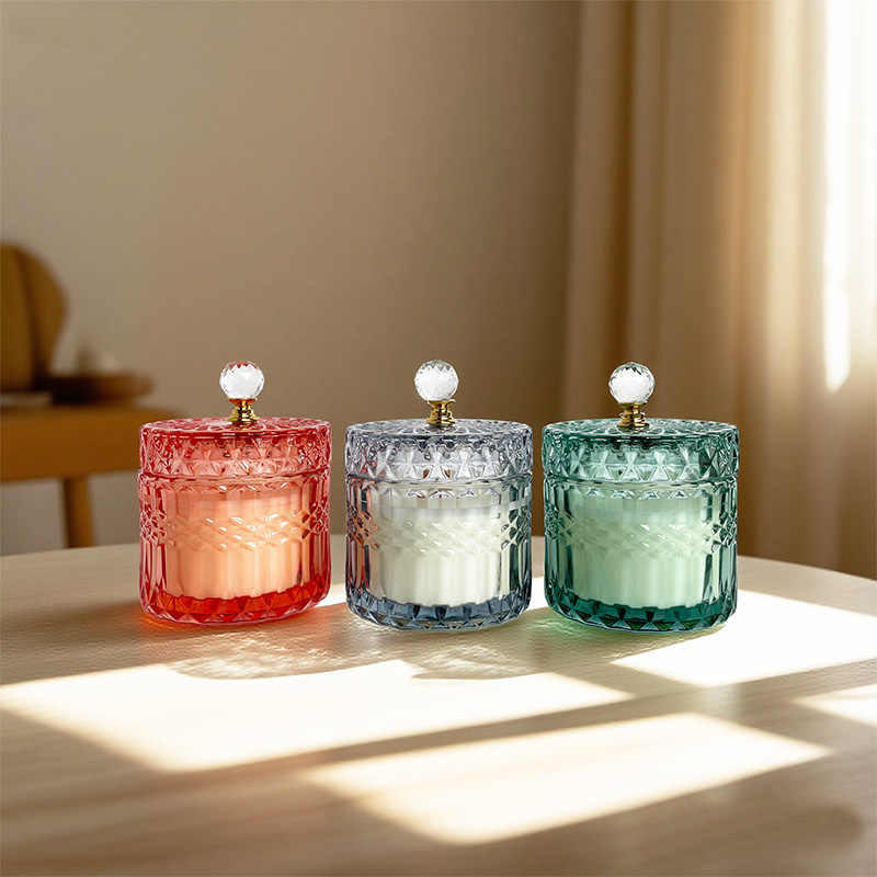 Bougie parfumée luxueuse en cristal avec couvercle Parfum longue durée Cire de soja naturelle pure