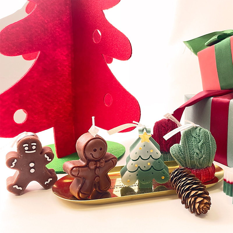 Ensemble de décorations d'ambiance festive en forme de bougie parfumée du Père Noël en cire de soja naturelle pure