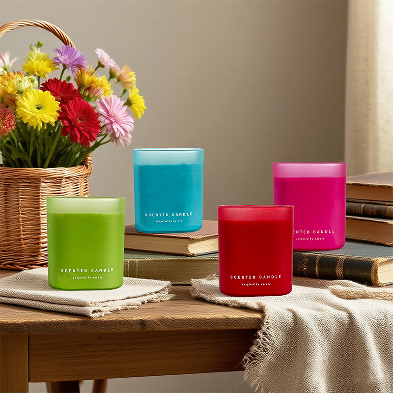 Bougie parfumée à la cire de couleur carrée en gros, cire de soja, logo personnalisé privé