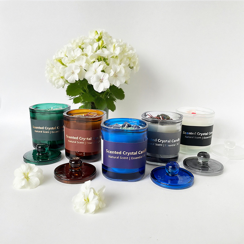 Cadeau de bougie parfumée en pot de cristal aromatique de guérison Cire de soja naturelle