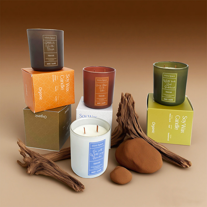 Bougie parfumée à la cire de soja avec emballage géométrique – logo personnalisé privé