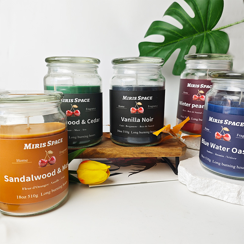 Bougie parfumée à la cire colorée d'automne de grande capacité Ambiance festive Cire de soja naturelle