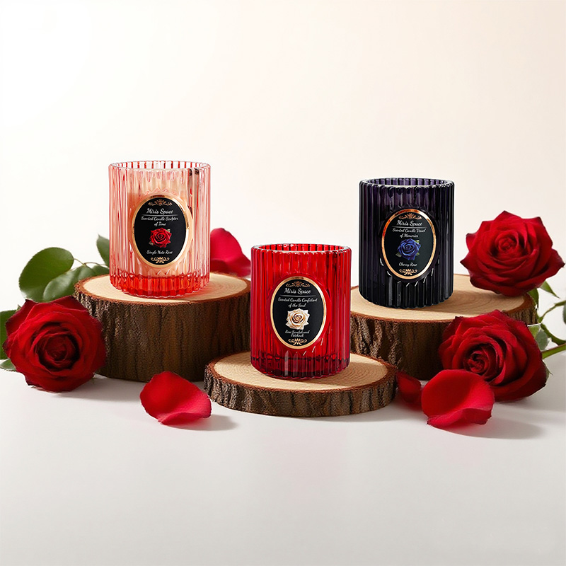 Bougie parfumée à rayures verticales européennes roses Cadeau de Saint-Valentin niche mèche en coton cire de soja