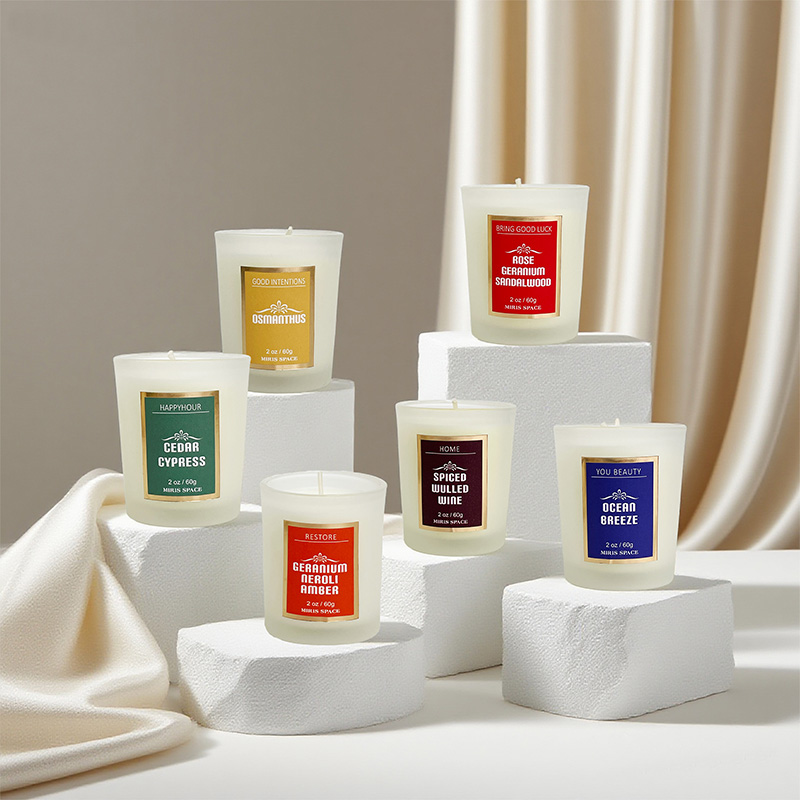 Bougie parfumée à la cire de soja avec ensemble arc-en-ciel coloré – logo personnalisé disponible