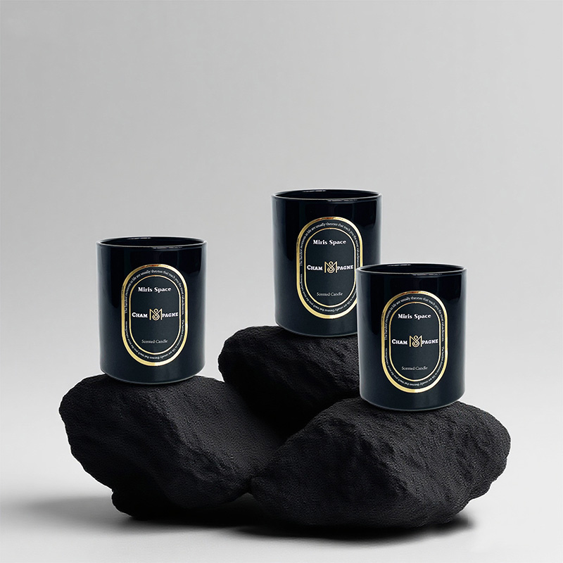 Bougie parfumée en feuille d'or noire de qualité supérieure, cire de soja naturelle pure, logo personnalisable