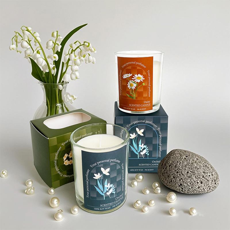Bougie parfumée à la cire de soja en verre Fresh Flower – Logo personnalisé disponible