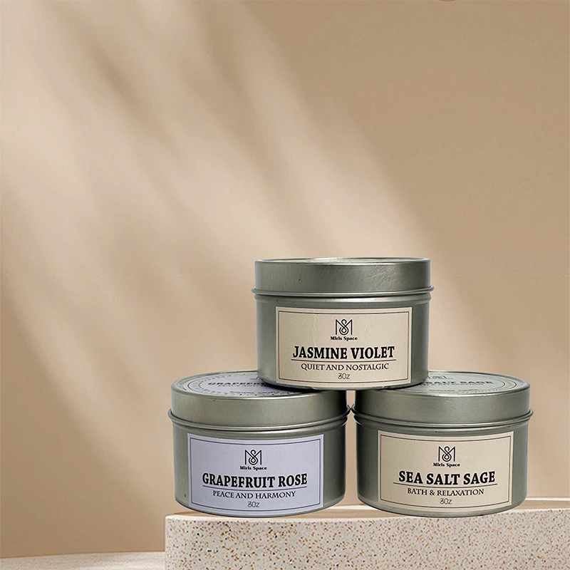 Étiquette de palette de couleurs Morandi Bougie parfumée en étain Logo personnalisé