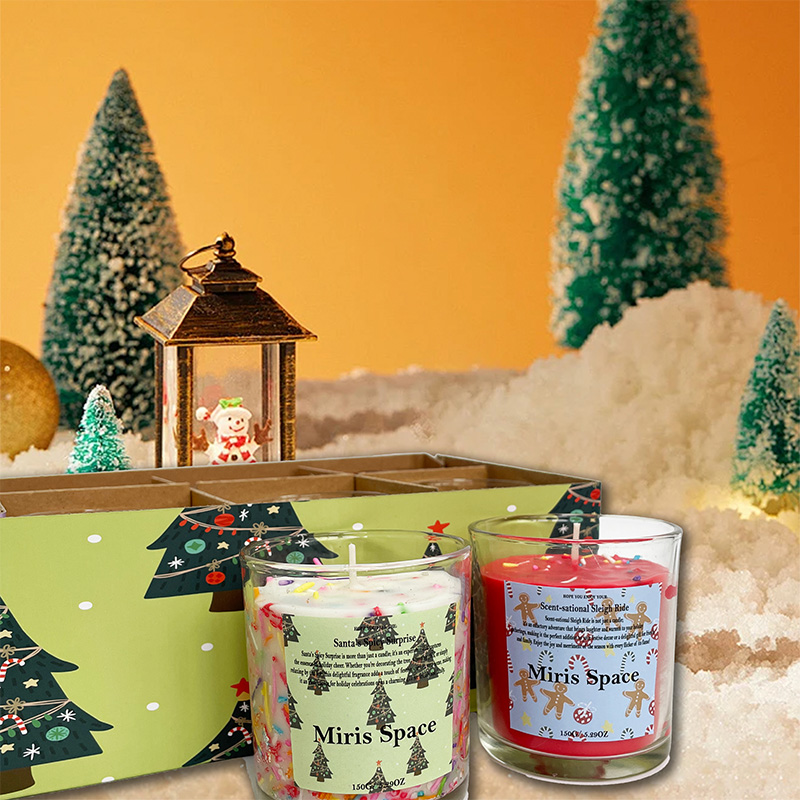 Ensemble de bougies parfumées en cire colorée pour bonbons de Noël avec logo personnalisé en cire de soja naturelle
