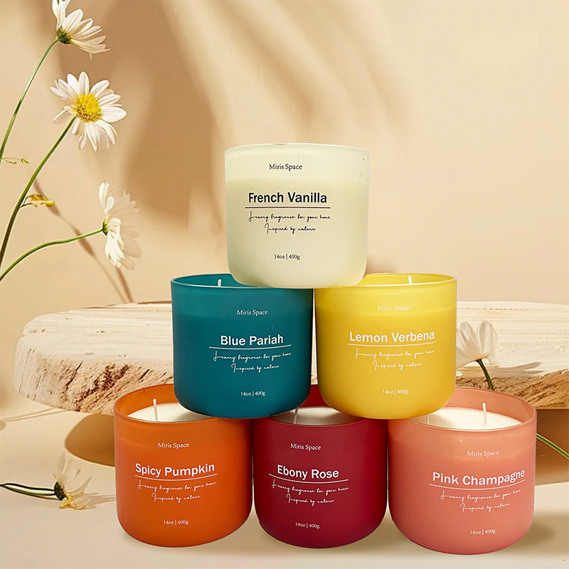 Bougie parfumée personnalisée en verre imprimé coloré