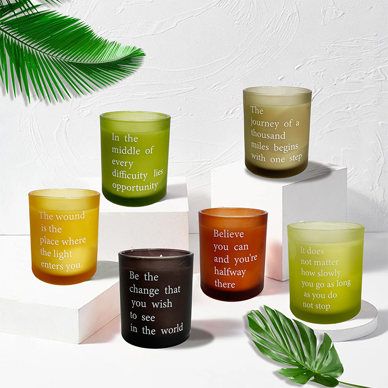 Bougie parfumée givrée colorée à imprimé anglais, cire de soja naturelle personnalisable